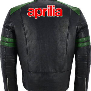 Black Green Aprilia Motorcycle Racing Leather Jacket