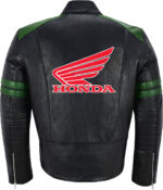 Black Green Honda Motorcycle Racing Leather Jacket