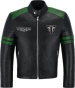 Black Green Triumph Motorcycle Racing Leather Jacket