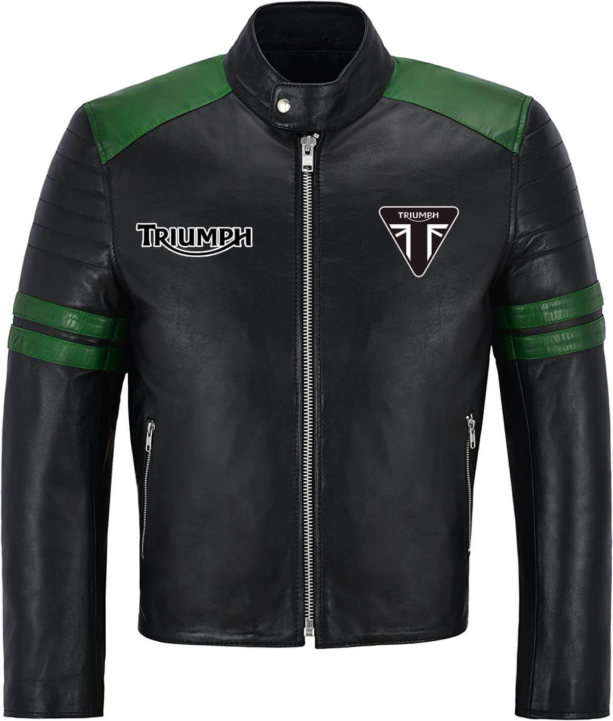 Black Green Triumph Motorcycle Racing Leather Jacket (1) Black Green Triumph Motorcycle Racing Leather Jacket