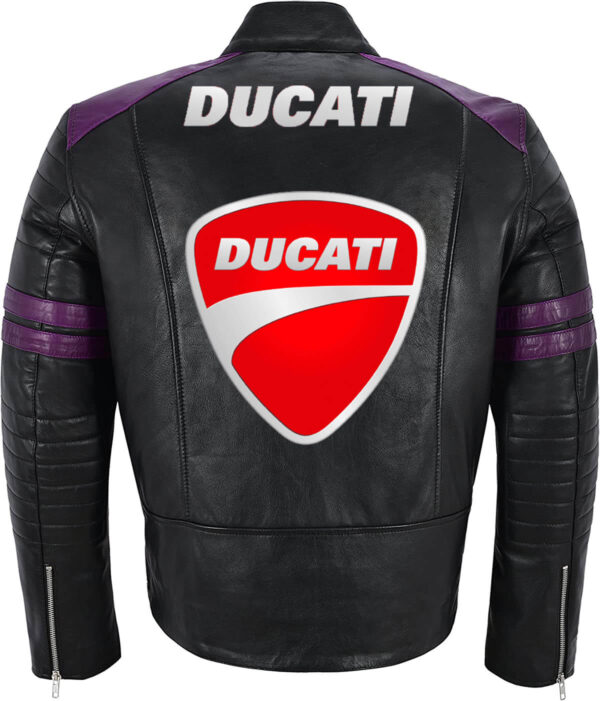 Black Purple Ducati Motorcycle Racing Leather Jacket
