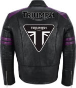 Black Purple Triumph Motorcycle Racing Leather Jacket