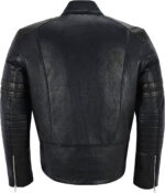 Black Stripe Biker Style Leather Jacket