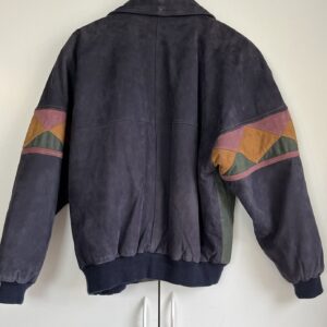 Colorful Striped Geometric Pattern Leather Jacket
