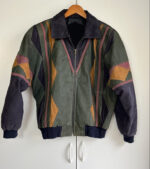 Colorful Striped Geometric Pattern Leather Jacket