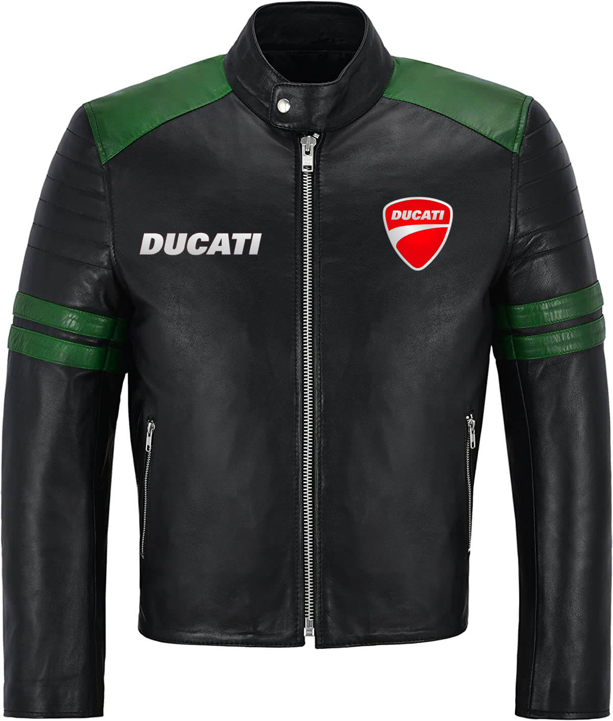 Ducati Black And Green Motorcycle Racing Leather Jacket
