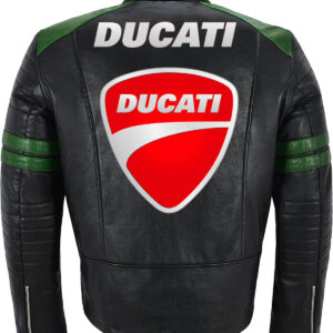 Ducati Black And Green Motorcycle Racing Leather Jacket