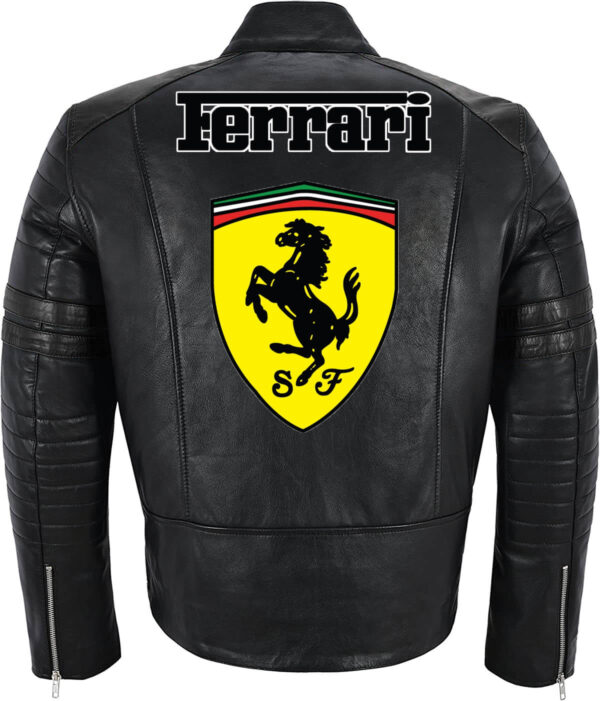 Ferrari Motorcycle Racing Leather Black Jacket