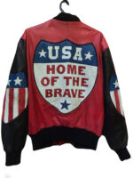 Hobo By Michael Hoban USA Flag Leather Varsity Jacket