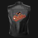 MLB Team Baltimore Orioles Black Leather Vest