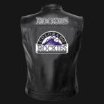 MLB Team Colorado Rockies Black Leather Vest