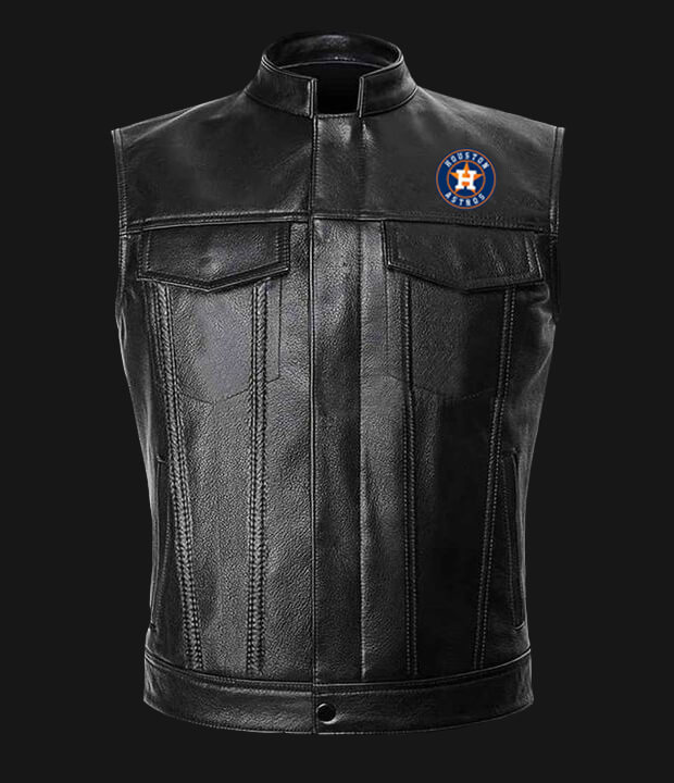 MLB Team Houston Astros Black Leather Vest (1) MLB Team Houston Astros Black Leather Vest