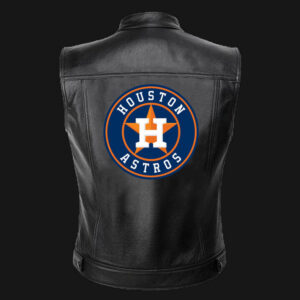MLB Team Houston Astros Black Leather Vest