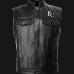 MLB Team Kansas City Royals Black Leather Vest