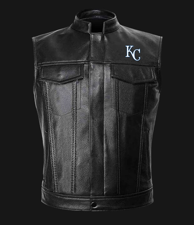 MLB Team Kansas City Royals Black Leather Vest (1) MLB Team Kansas City Royals Black Leather Vest