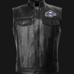MLB Team Milwaukee Brewers Black Leather Vest