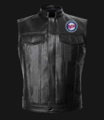 MLB Team Minnesota Twins Black Leather Vest