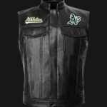 MLB Team Oakland Athletics Black Leather Vest