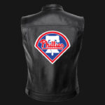 MLB Team Philadelphia Phillies Black Leather Vest