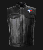 MLB Team Toronto Blue Jays Black Leather Vest