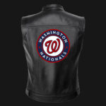 MLB Team Washington Nationals Black Leather Vest