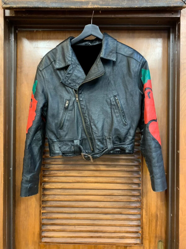 Michael Hoban Black Rose Heart Biker Leather Jacket