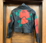 Michael Hoban Black Rose Heart Biker Leather Jacket