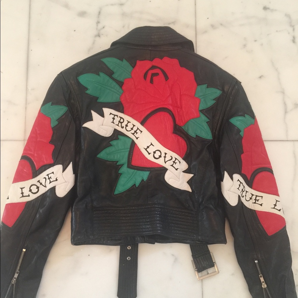 Michael Hoban Black True Love Rose Heart Biker Jacket (1) Michael Hoban Black True Love Rose Heart Biker Jacket