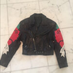 Michael Hoban Black True Love Rose Heart Biker Jacket