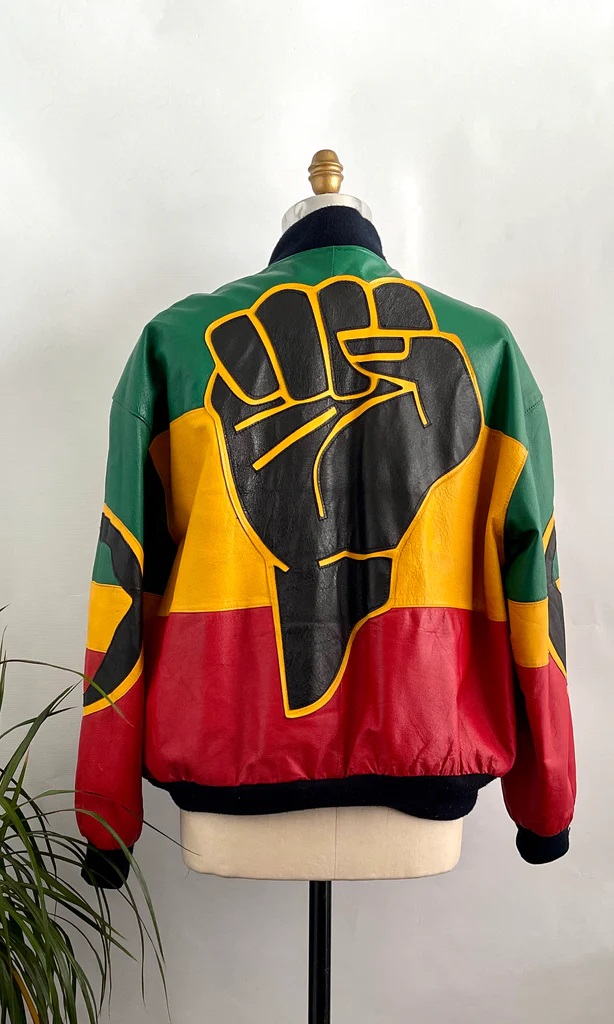 Michael Hoban Raised Fist Color Block Leather Jacket (2) Michael Hoban Raised Fist Color Block Leather Jacket