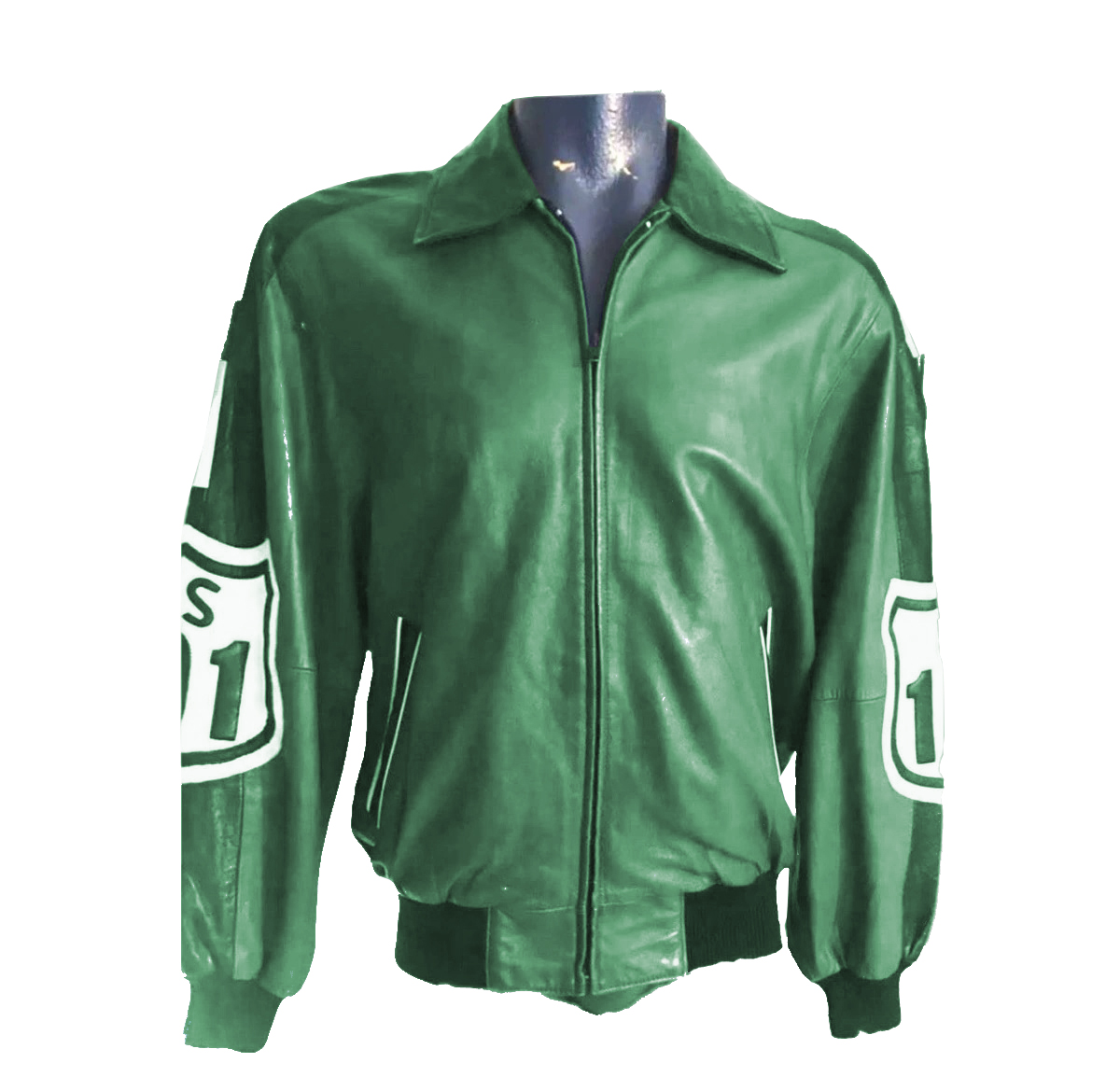 Michael Hoban US 101 Green White Leather Jacket Michael Hoban US 101 Green White Leather Jacket