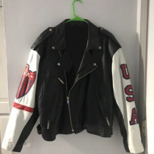 Michael Hoban USA Biker Patriot Black Leather Jacket