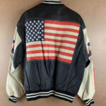 Michael Hoban USA Flag Leather Bomber Jacket