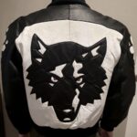 Michael Hoban Wolf Black White Leather Jacket