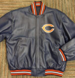 NFL Team Chicago Bears Navy Leather Jacket