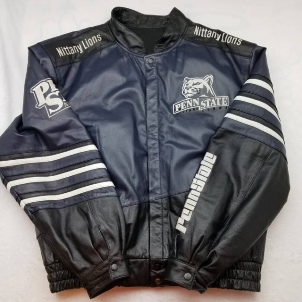 Penn State Nittany Lions Navy And Black Leather Jacket (1) Penn State Nittany Lions Navy And Black Leather Jacket