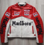 Red White Malboro Motorcycle Racing Leather Jacket