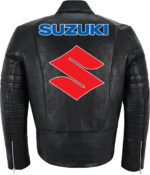 Suzuki Motorcycle Racing Leather Black Jacket