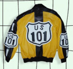 US 101 Michael Hoban Yellow And Black Leather Jacket
