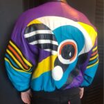 Vintage 80s Abstract Geo Bomber Leather Jacket