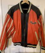Vintage Baseball USA Orange And Black Leather Jacket