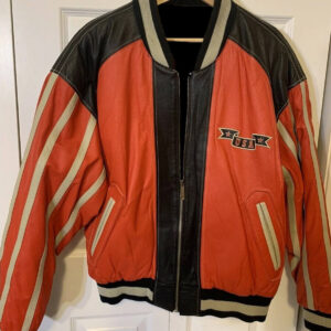 Vintage Baseball USA Orange And Black Leather Jacket