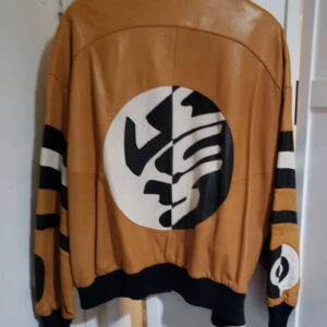 Vintage Hip Hop Brown Black White Leather Jacket