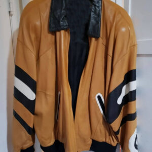 Vintage Hip Hop Brown Black White Leather Jacket