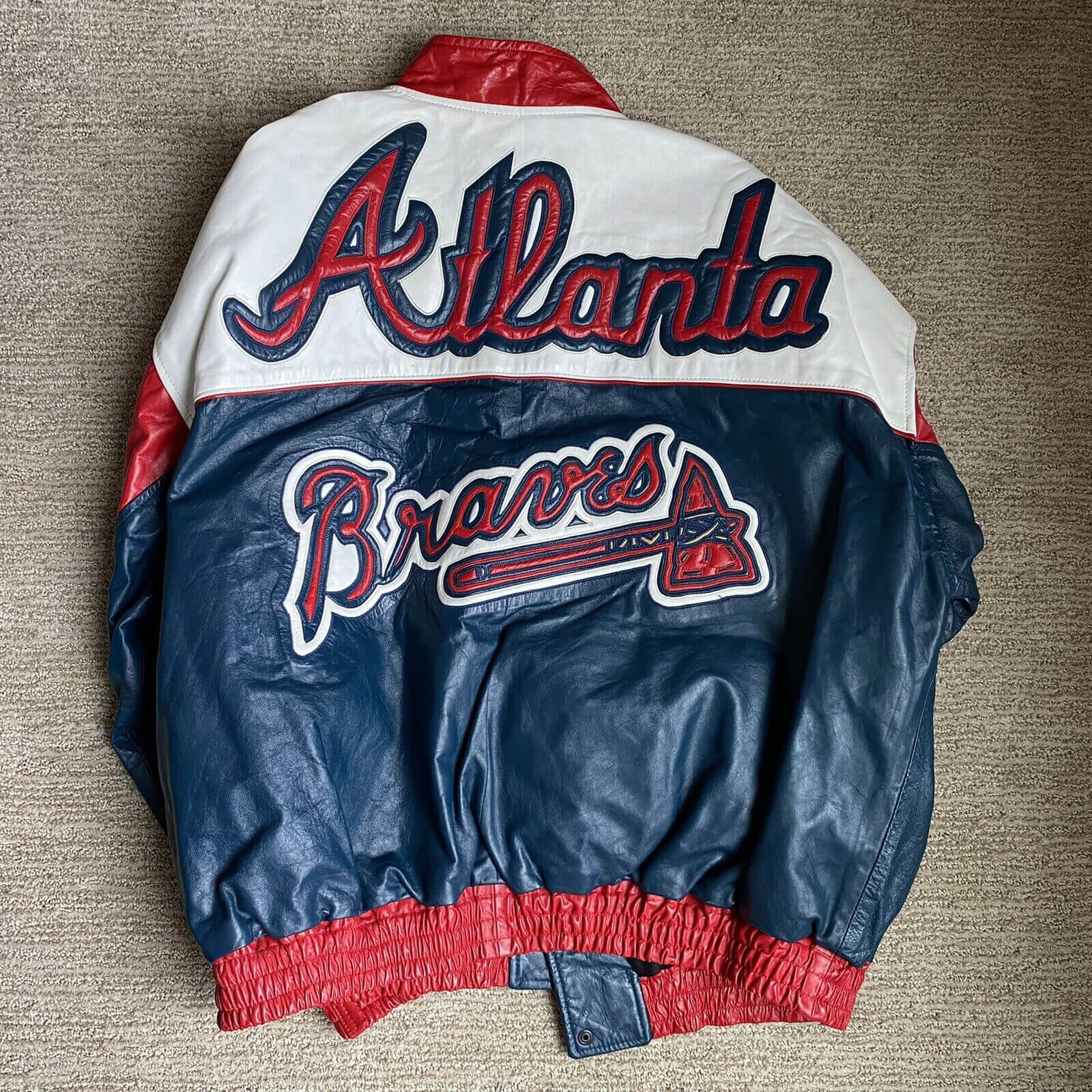 Vintage MLB Team Atlanta Braves Leather Jacket - Maker of Jacket