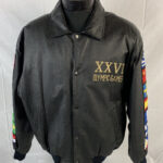Vtg Atlanta 1996 Olympic Games Black Leather Jacket