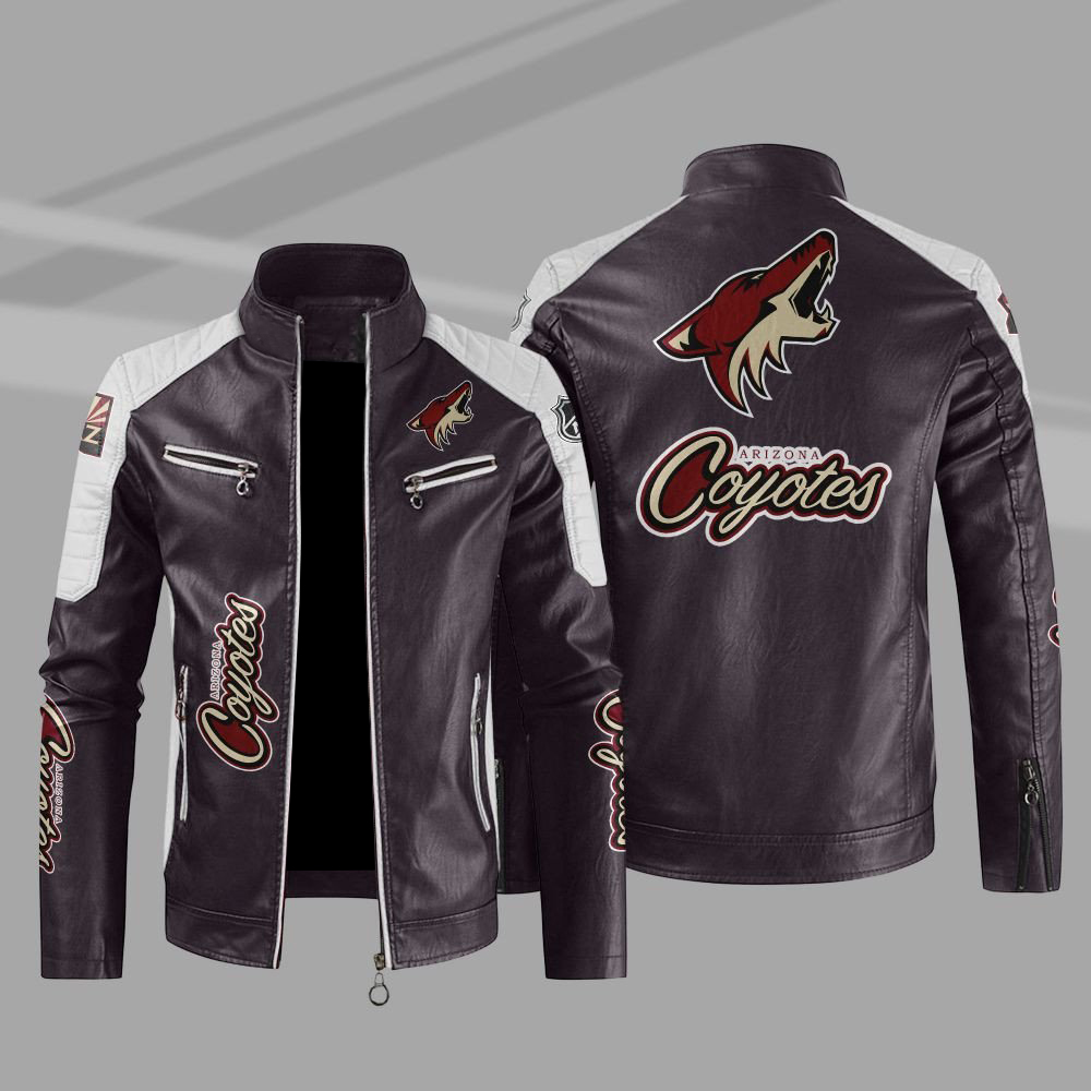 Arizona Coyotes Block Maroon White Leather Jacket Arizona Coyotes Block Maroon White Leather Jacket