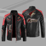Arizona Coyotes Block Red Black NHL Leather Jacket