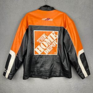 Black Orange Tony Stewart NASCAR Leather Jacket'