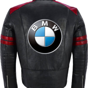 Black Red BMW Motorcycle Racing Leather Jacket